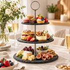 3-Tier Black Stoneware Cake & Dessert Stand - 30cm