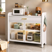 White Kitchen Pantry Cabinet with Drawer & Adjustable Shelves - 80cm