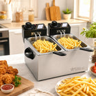 8L Dual Basket Electric Deep Fryer 3000W with Adjustable Temperature Control