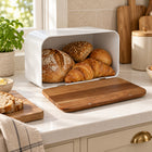 Stainless Steel Bread Bin with Wooden Lid 35.4cm