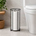 Freestanding Toilet Paper Roll Holder with Storage Stand - Black