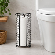 Freestanding Toilet Paper Roll Holder with Storage Stand - Black
