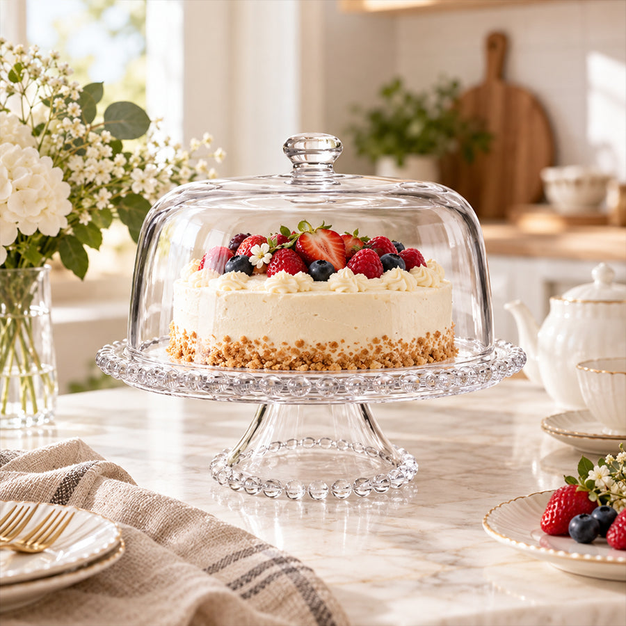 Glass Cake Stand with Dome - 31.4cm