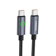 FONENG 1.2m Metal Head Green Light Braided Charging Cable