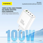 FONENG GaN40 100W 4-Port GaN Fast Wall Charger