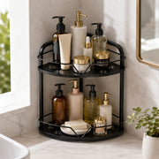 2-Tier Iron Corner Storage Rack Bathroom & Kitchen Organiser - Black