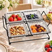 5-Piece Glass Serving Bowl Set with Metal Stand - 250ml