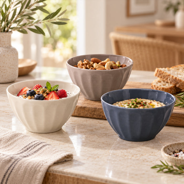 3-Piece Mix & Match Ceramic Bowl Set - 4.25 Inch
