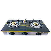 Aruif 3-Burner Tempered Glass Gas Stove – High-Efficiency Auto-Ignition Cooker