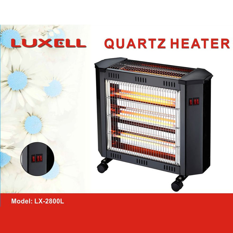 Luxell 5-Bar Electric Quartz Heater with Safety Switch & Wheels - 2000W