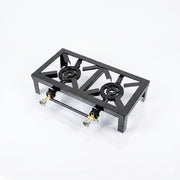 2-Burner Catering Gas Stove with Heavy-Duty Boiling Rings