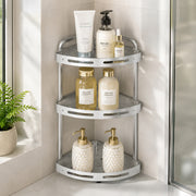 3-Tier Aluminium Corner Shower Bathroom Shelf - Silver