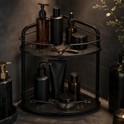 2-Tier Iron Corner Storage Rack Bathroom & Kitchen Organiser - Black