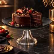 Black Glass Pedestal Cake Stand - 21.9cm