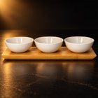 4-Piece Bamboo Tray & Ceramic Serving Bowl Set
