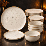 12-Piece Ivory Speckled Porcelain Dinnerware