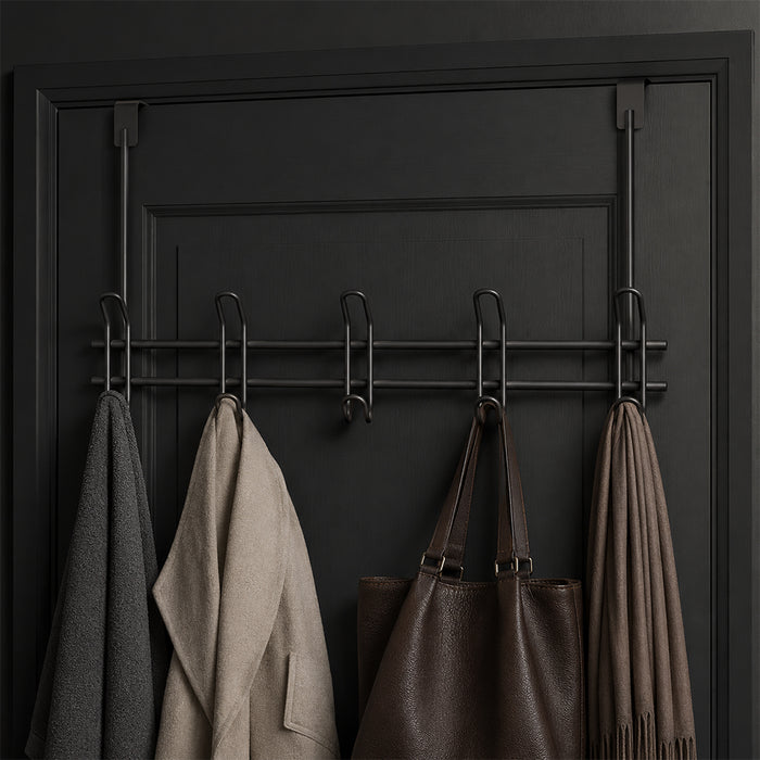 Over-the-Door Iron Hanger Rack with 4 Double Hooks - Black