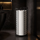 Freestanding Toilet Paper Roll Holder with Storage Stand - Black