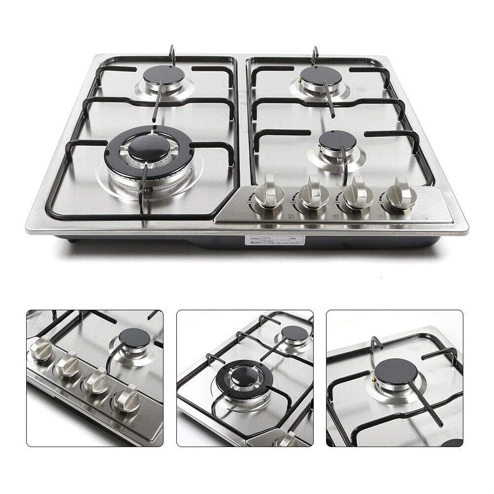 XMY 4-Burner Built-In Gas Hob - LPG - Stainless Steel