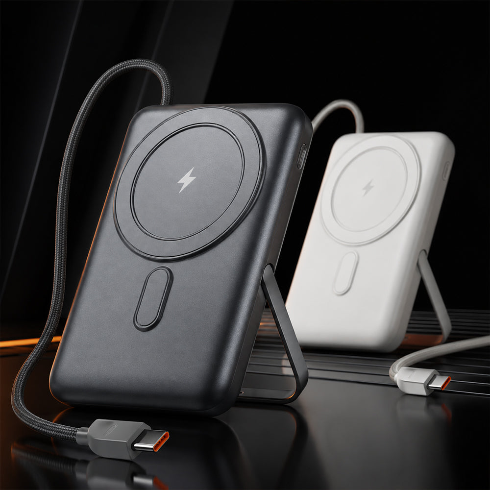 FONENG 10000mAh 22.5W Magnetic Wireless Power Bank with Built-In Cable & Stand