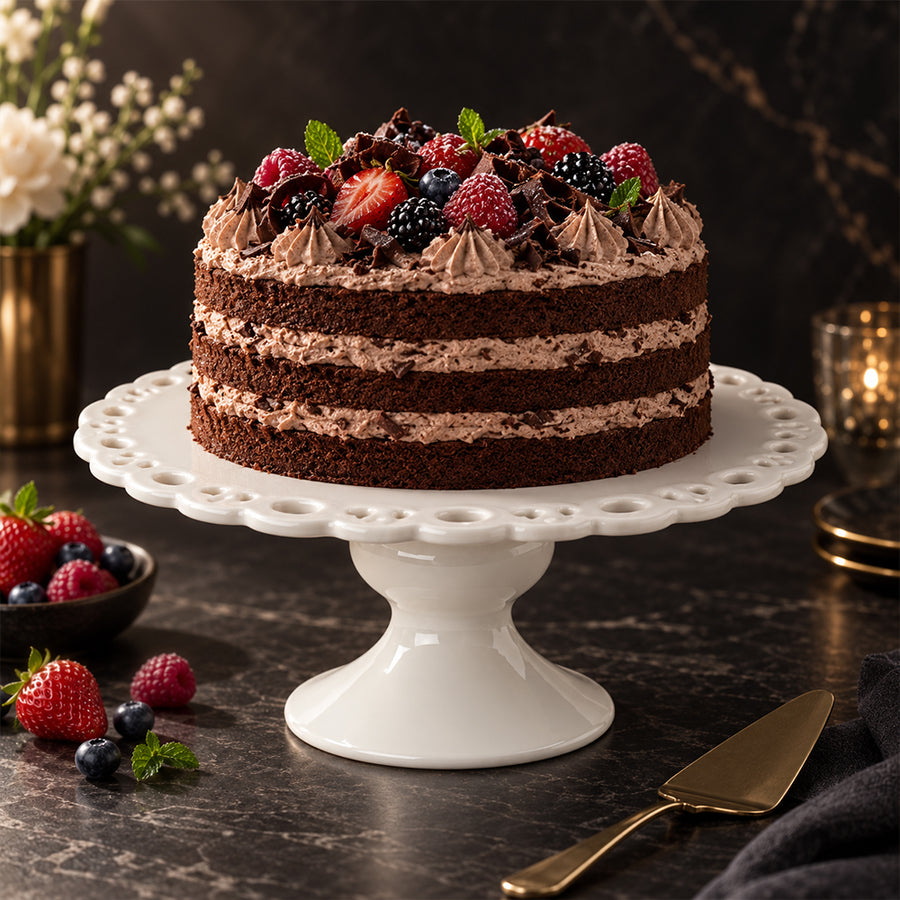 White Ceramic Pedestal Cake Stand - 30.4cm