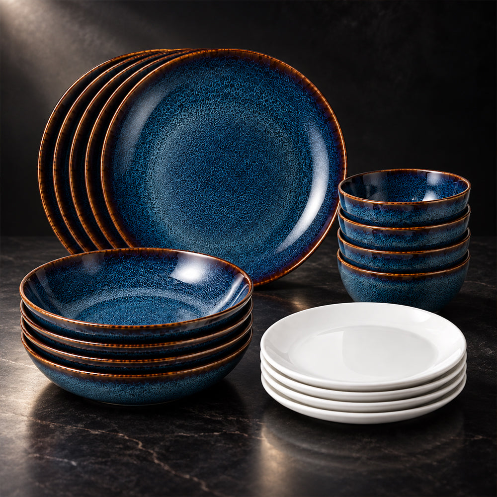 16-Piece Reactive Glaze Ceramic Dinnerware