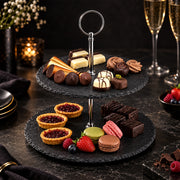 2-Tier Black Stoneware Cake & Dessert Stand - 25cm