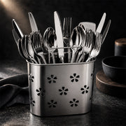 Stainless Steel Cutlery Holder with Drain Holes for Spoons, Forks & Chopsticks