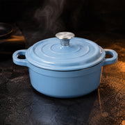 Condere 22cm Light Blue Enamel Cast Iron Pot with Lid