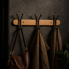 Wood & Iron 3-Hook Wall Coat Rack for Keys, Bags & Towels