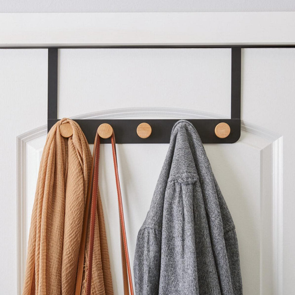 Bamboo 4-Hook Over-the-Door Rack