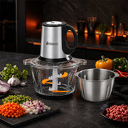 iStar-ST 3L Electric Food Chopper & Meat Grinder with Glass and Stainless Steel Bowls