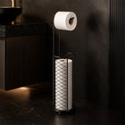 Freestanding Toilet Paper Holder with Storage Basket - Black