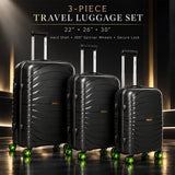 3-Piece Lightweight Hard Shell Travel Luggage Set - 22", 26" & 30"