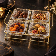 5-Piece Glass Serving Bowl Set with Metal Stand - 250ml