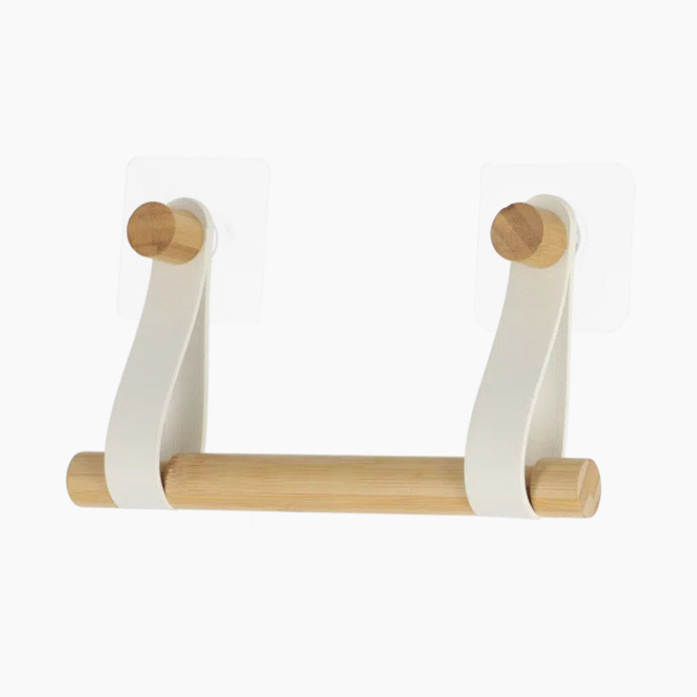 Bamboo & Faux Leather Toilet Paper Holder