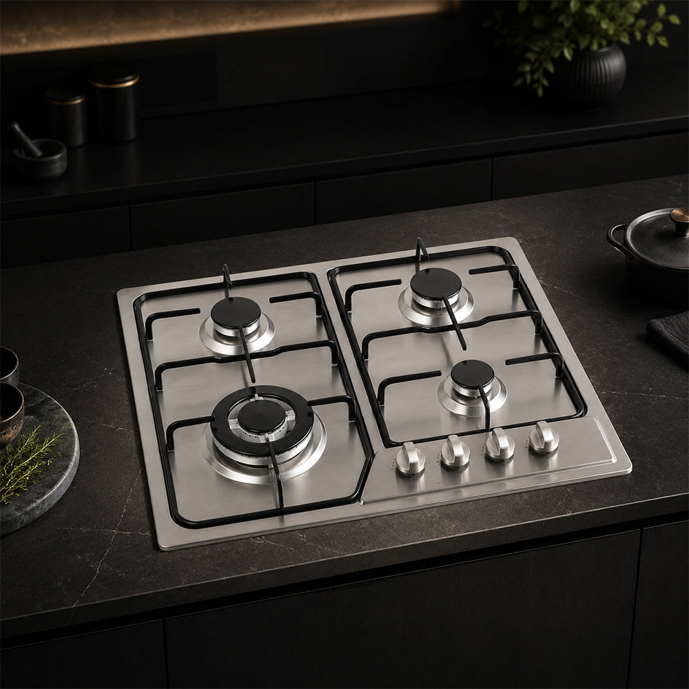 XMY RH-5006 4-Burner Built-In Gas Hob – LPG Stainless Steel