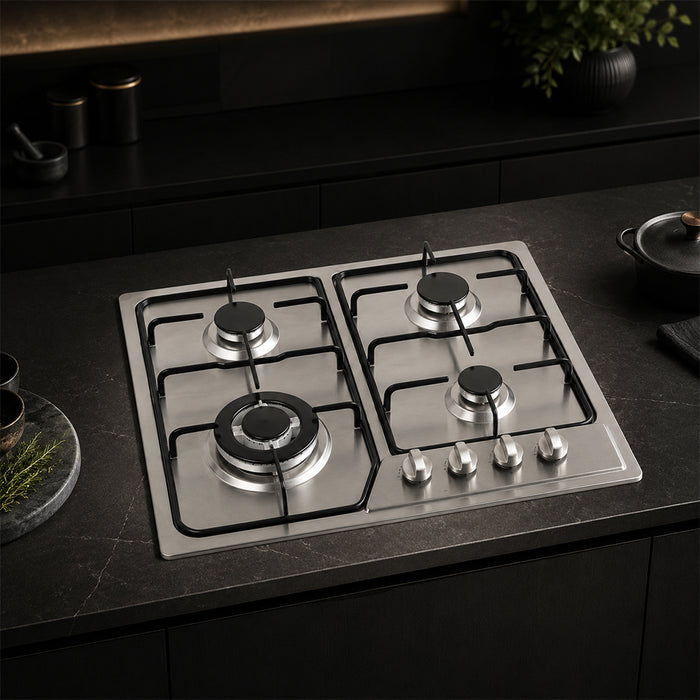 XMY RH-5006 4-Burner Built-In Gas Hob – LPG Stainless Steel