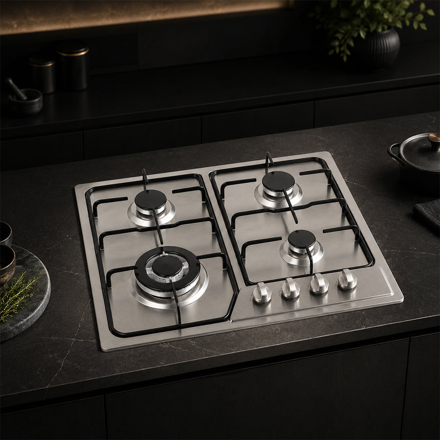 XMY RH-5006 4-Burner Built-In Gas Hob – LPG Stainless Steel