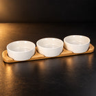 4-Piece Bamboo Tray & Ceramic Serving Bowl Set