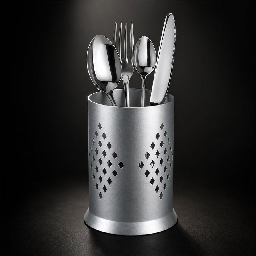 Aluminium Cutlery Holder with Drain Holes for Spoons, Forks & Knives