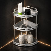 3-Tier Aluminium Corner Shower Bathroom Shelf - Silver