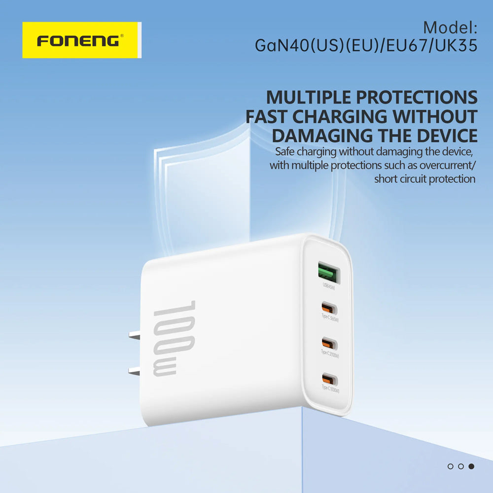 FONENG GaN40 100W 4-Port GaN Fast Wall Charger