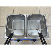 Aruif 12L Stainless Steel Gas Deep Fryer – Double Cylinder Commercial Unit