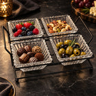 5-Piece Glass Serving Bowl Set with Metal Stand - 250ml