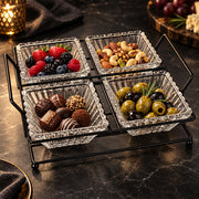 5-Piece Glass Serving Bowl Set with Metal Stand - 250ml