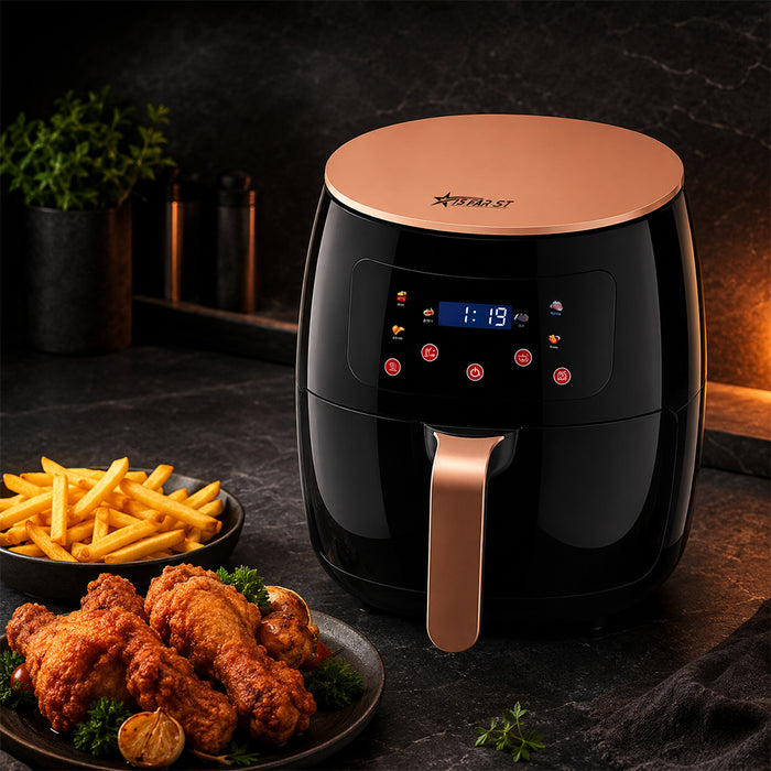 iStar-ST 6L Digital Air Fryer 2400W with LCD Touch Control - Black & Gold