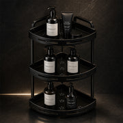 3-Tier Aluminium Corner Shower Bathroom Shelf - Black