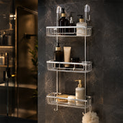 3-Tier Aluminium Hanging Shower Shelf Bathroom Caddy - Silver