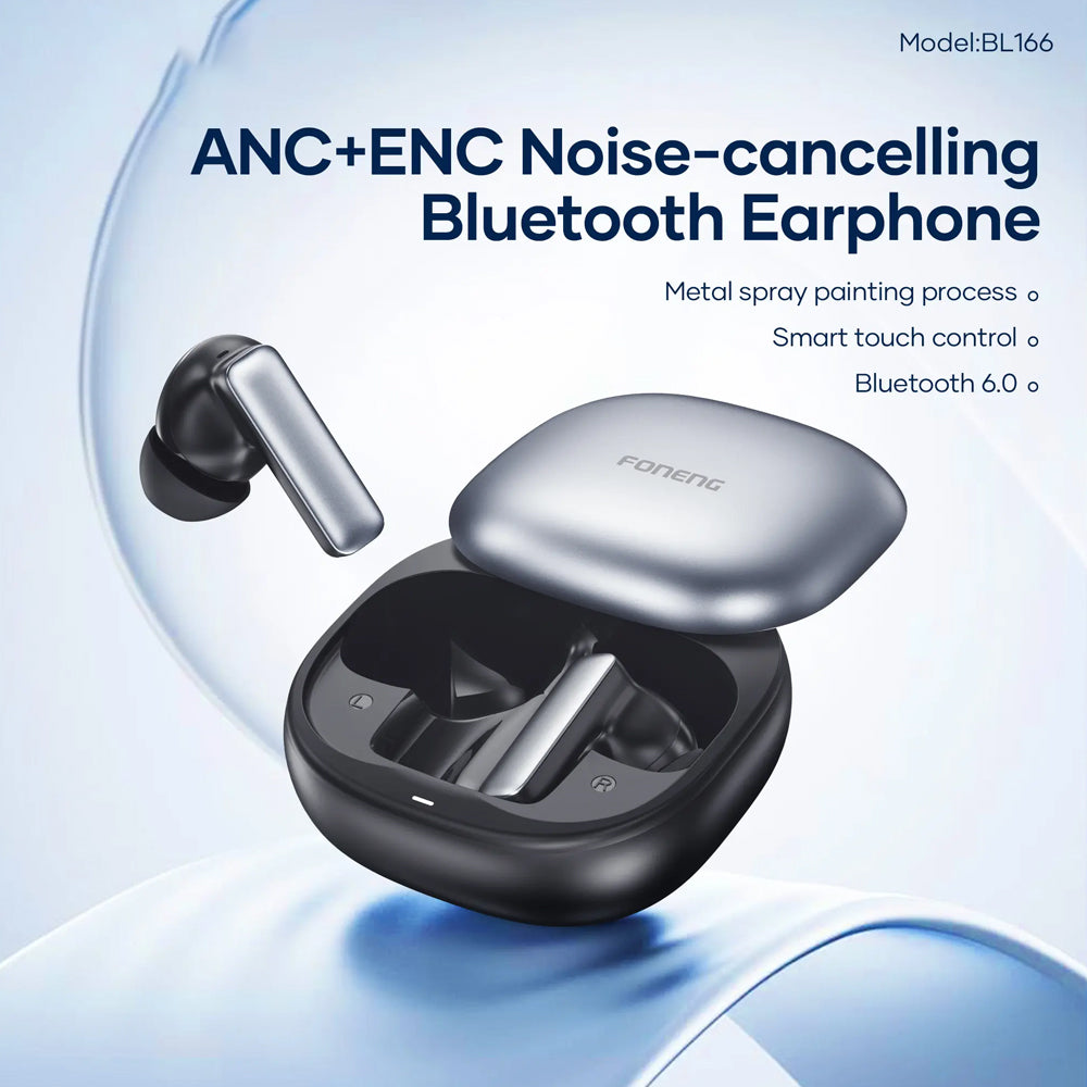 FONENG ANC & ENC Noise-Cancelling TWS Wireless Earbuds with Sliding-Lid Case